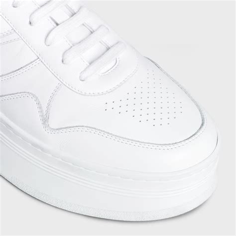 celine block sneakers with wedge outsole in calfskin optic white|Celine.